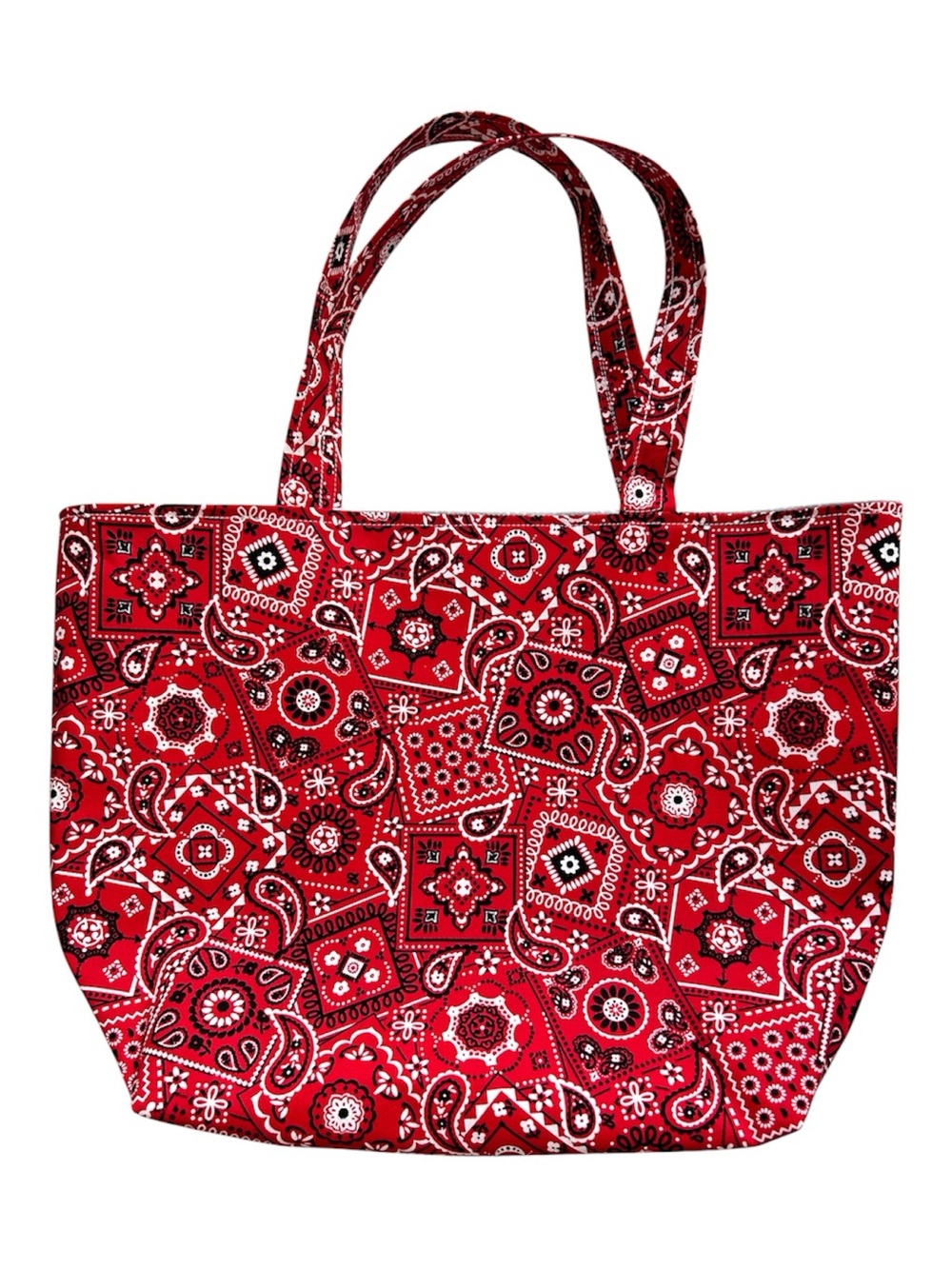 Hand Crafted Red Bandanna Paisley Cotton All Purpose Carry All Shoulder Tote Bag